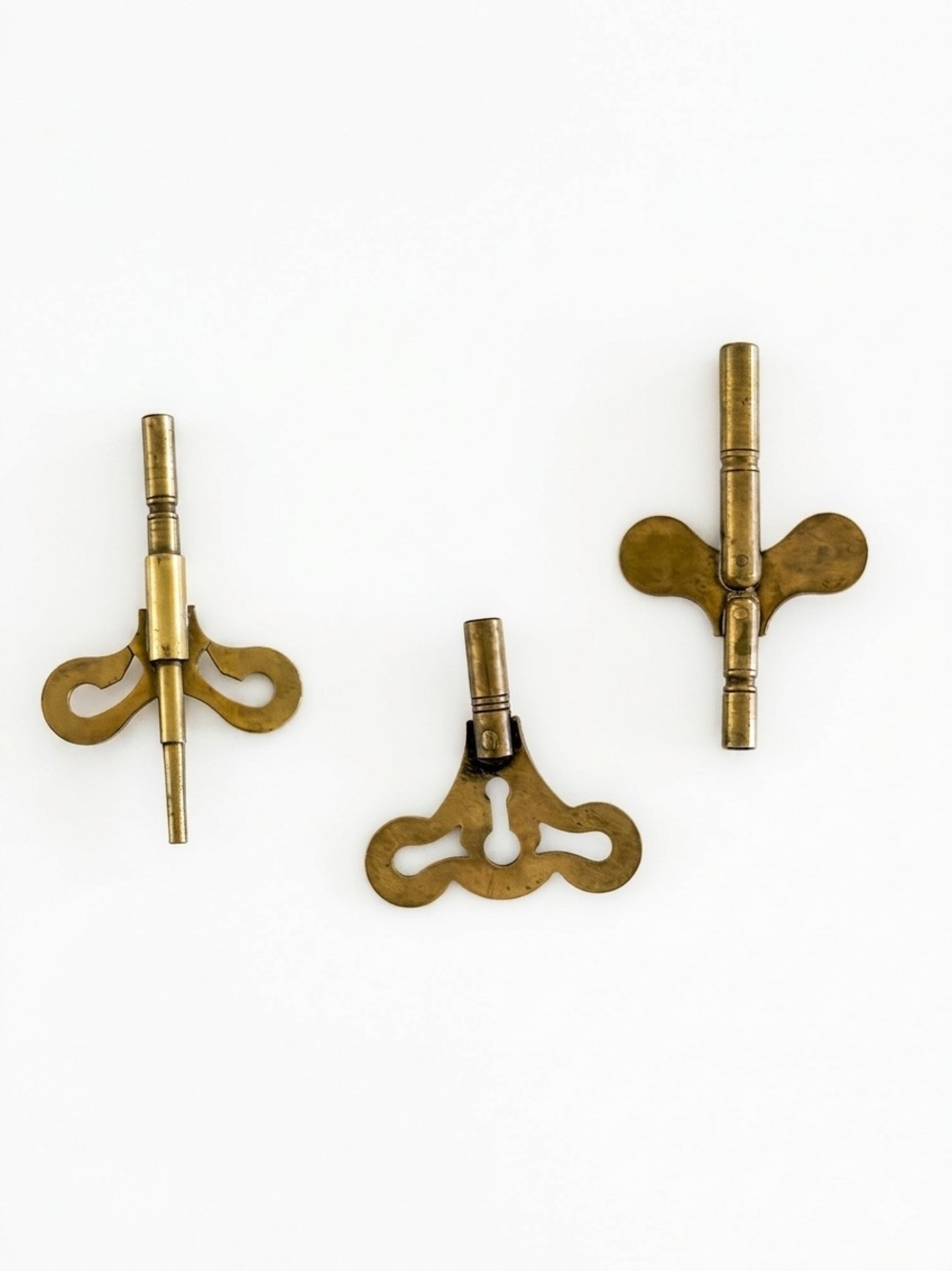 Set of 3 Vintage Brass Clock Keys